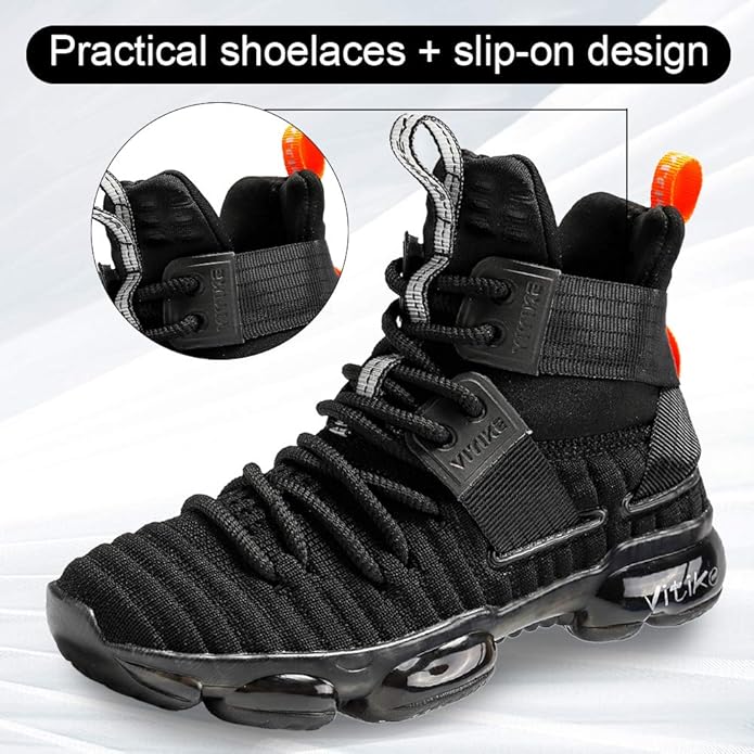 JMFCHI Kids Basketball Shoes High-top Sports Shoes Sneakers Durable Lace-up Non-Slip Running Shoes