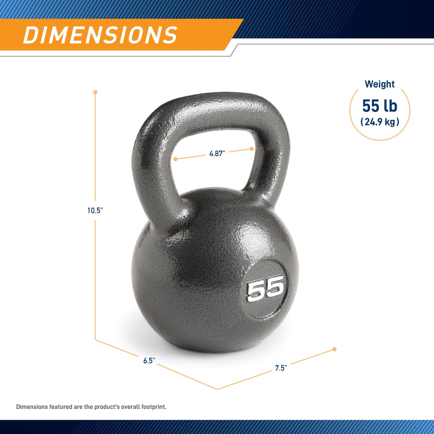Marcy Hammertone Kettlebells, Ideal Workout Weights For Home Gym, Cast Iron, Black, 55lbs HKB-055
