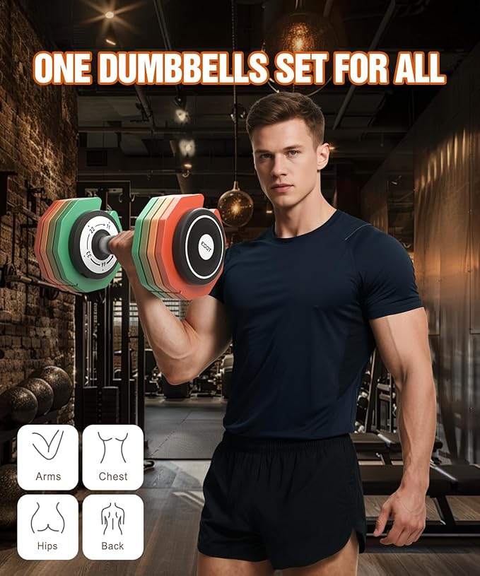 Adjustable Dumbbells Set/Single, 12.5LB/22.5LB/55LB 5 in 1 Free Adjustable Dumbbell Set with