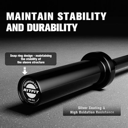 RITFIT Olympic Barbell 4ft/4.8ft/6ft - 2 Inch Weight Bar for Strength Training, Weightlifting