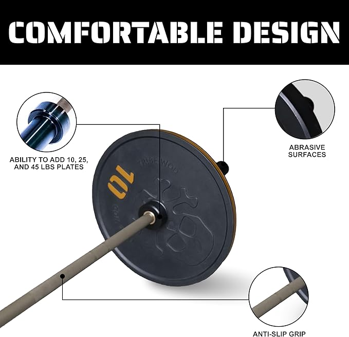 Tribe WOD Olympus Barbell Bar & Weight Bar - Durable, Bend-proof for Men and Women, Multipurpose