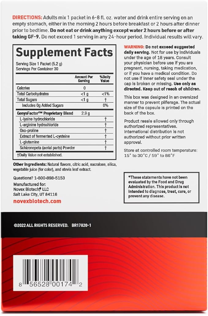 Novex Biotech GF-9 Rapid Dissolve Powder - Anti-Aging Supplements for Men, HGH Booster, Support