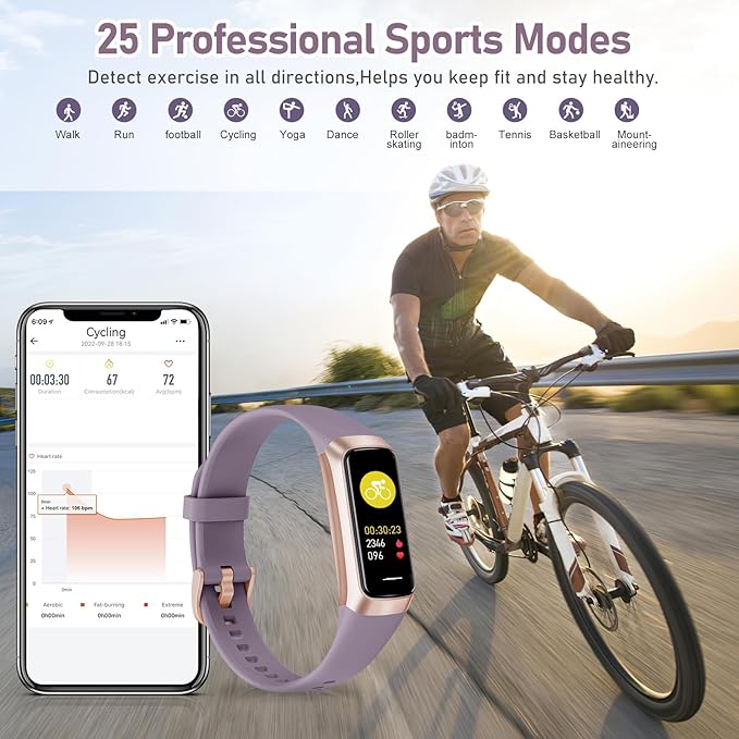 Fitness Tracker with 24/7 Heart Rate,Blood Oxygen Blood Pressure Sleep Monitor, Activity Trackers 5
