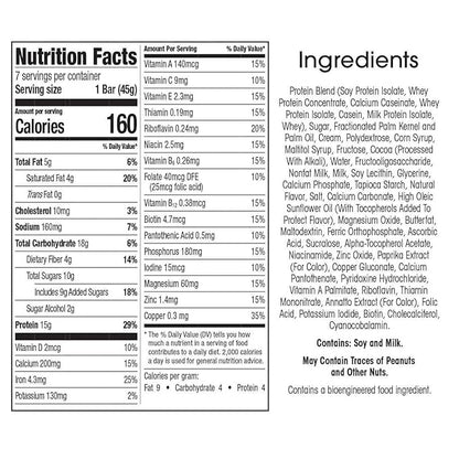 WonderSlim Meal Replacement Protein Bar, Caramel Cocoa, 15g Protein, 20 Vitamins & Minerals, Gluten