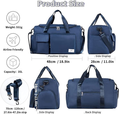 FIORETTO Women's Gym Duffle Bag with Shoes Compartment, 37L Capacity, Ideal for Travel, Gym