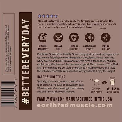 Earth Fed Muscle Dark Arts Grass Fed Truly Grass Fed Whey Protein Powder - No Artificial