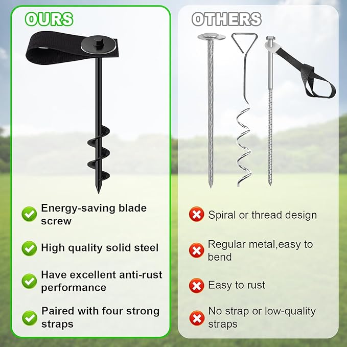 Eurmax USA Ground Anchors Screw in Trampoline Anchors High Wind Tent Stakes Heavy Duty Ground