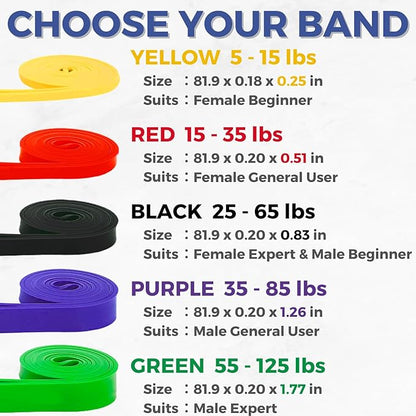 LEZER Resistance Bands - Pull Up Bands for Home Gym Fitness, Stretching, Physical Therapy &