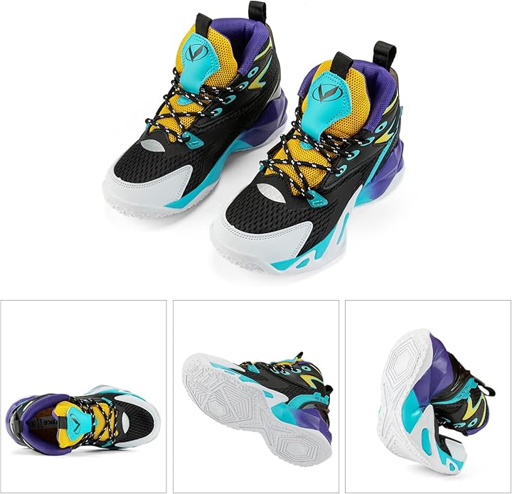 VITUOFLY Kids Basketball Shoes Boys Air Cushion Sneakers Girls Mid Top School Hoops Shoes Non-Slip