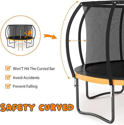 Trampoline 12FT 14FT 15FT 16FT for Kids/Adults - Outdoor Recreational with Enclosure Net Curved