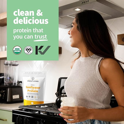Sprout Living Simple Sunflower Seed Protein Powder, 15 Grams Organic Plant Based Protein Powder