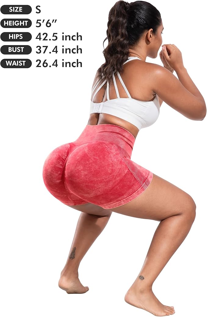 CHRLEISURE Women's 4 Packs Workout Gym Shorts, High Waisted Butt Lifting Scrunch Butt Seamless