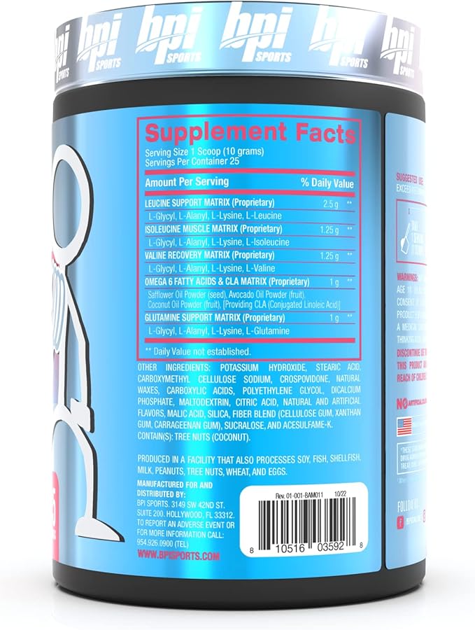 BPI Sports Best Aminos - BCAA Powder Post Workout & Glutamine Recovery Drink with Branched Chain