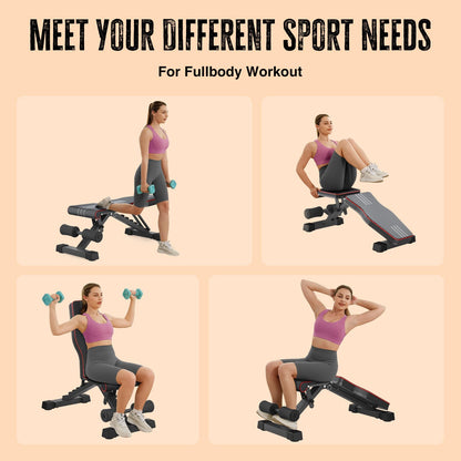 Adjustable Foldable 660LB Weight Bench, Lifting Sit-up Multi-use Workout Bench Exercise Bench