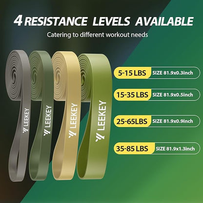 LEEKEY Resistance Bands Set for Pull-Up Assistance & Full-Body Training, Multi-Level Exercise Bands