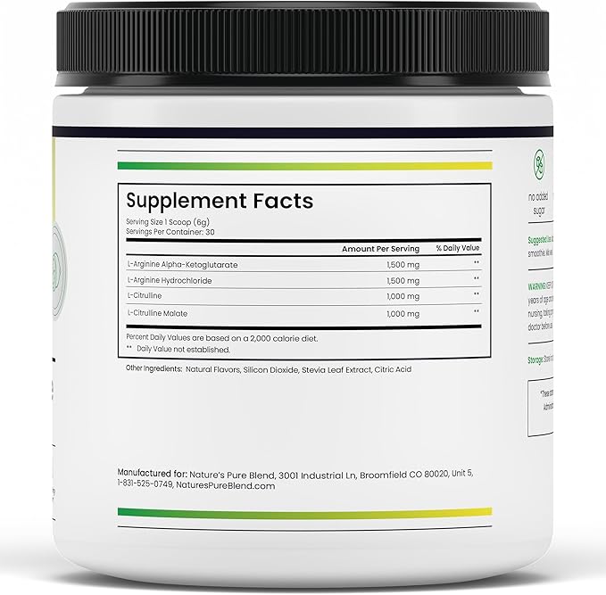 Nature's Pure Blend Liquid Nitric Oxide Supplements for Men ??L-Arginine Powder ??Nitric Oxide