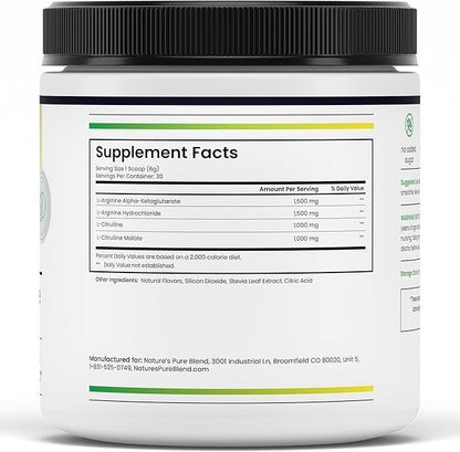Nature's Pure Blend Liquid Nitric Oxide Supplements for Men ??L-Arginine Powder ??Nitric Oxide