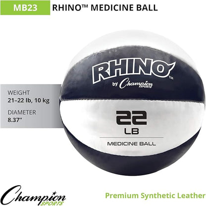 Champion Sports Exercise Medicine Balls, Leather with No-Slip Grip - Weighted Med Ball Set for
