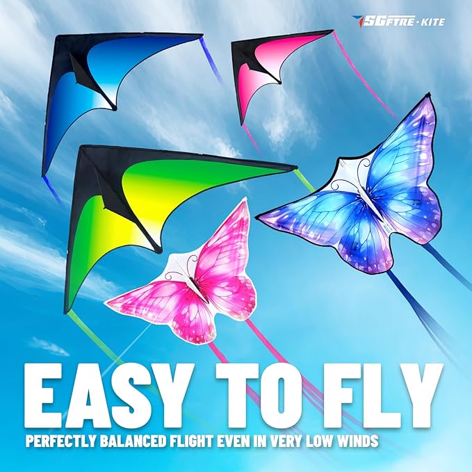 3 Piece Set Butterfly Delta Octopus Kites for Kids and Adults，Easy to Fly for Outdoor Adults