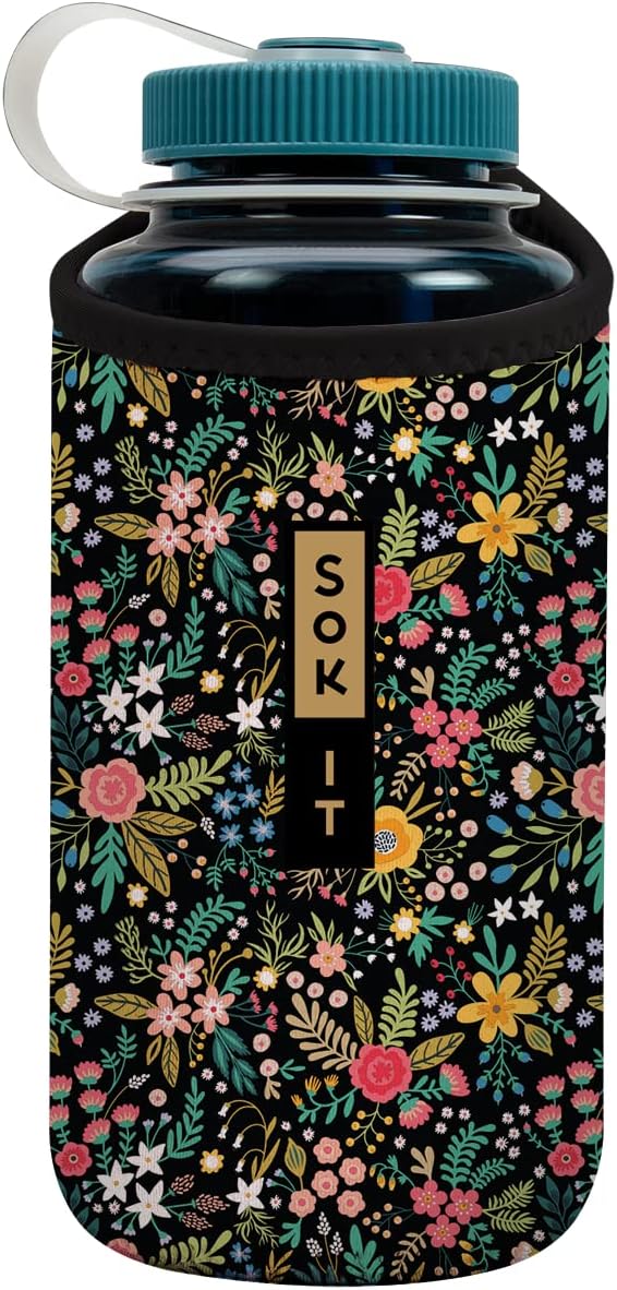 Sok It BotlSok Water Bottle Sleeve Insulated Neoprene Cover (English Garden Picnic, Fits 32oz