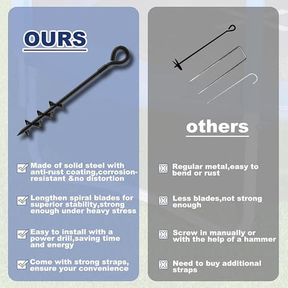 Eurmax USA Trampoline Stakes Screw in Tent Stakes Parts Heavy Duty for Canopies,4-Pack Outdoor