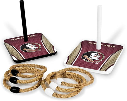 Solid Wood College Quoits Set with Direct Print HD Team Graphics – Tailgate Ring Toss Game – Great