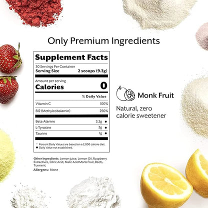 ProMix Nutrition Stim-Free Pre-Workout Powder, Raspberry Lemon - 274g - Maximize Focus, Energy &