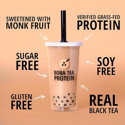 Boba Tea Protein Classic Milk Tea | 25g Grass-Fed Whey Protein Isolate Powder | Gluten-Free &