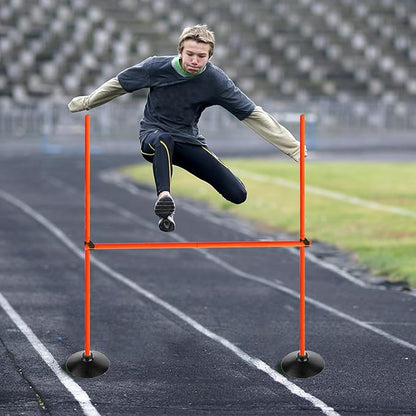 Orange Adjustable Height Agility Hurdle Set Multi-Function Soccer Trainning Pole Set Coaching