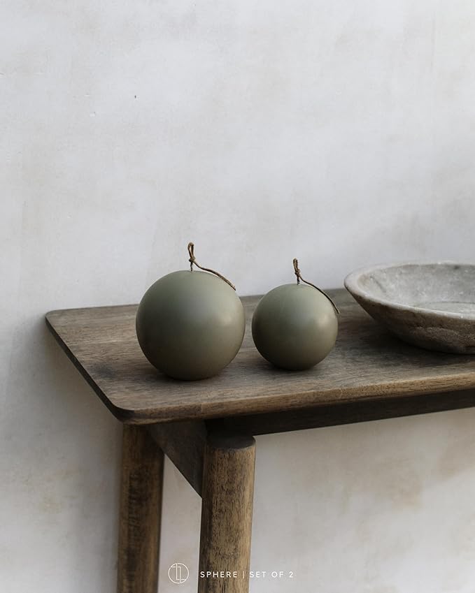 LAWA Set of 2 Sphere Candle - Beautiful Handmade Pillar Scented Soy Wax Elegant Aesthetic Candle