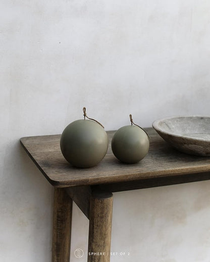 LAWA Set of 2 Sphere Candle - Beautiful Handmade Pillar Scented Soy Wax Elegant Aesthetic Candle
