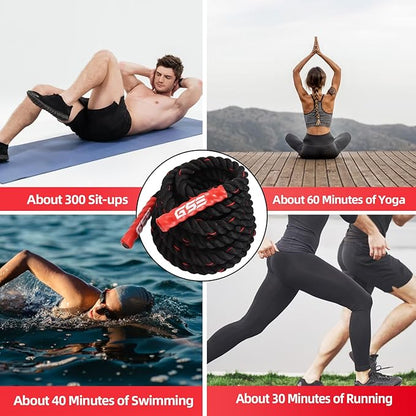GSE Games & Sports Expert Gym Battle Rope, Heavy-Duty Workout Ropes for Indoor & Outdoor Workout