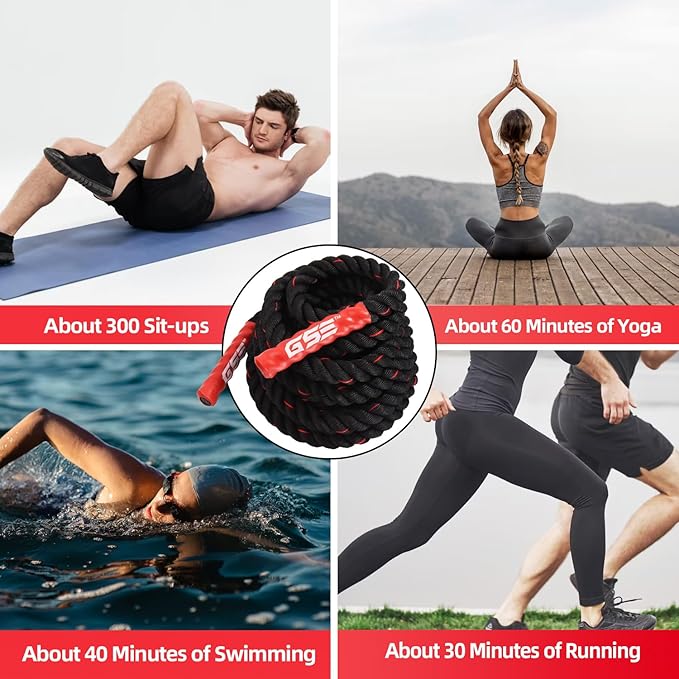 GSE Games & Sports Expert Gym Battle Rope, Heavy-Duty Workout Ropes for Indoor & Outdoor Workout
