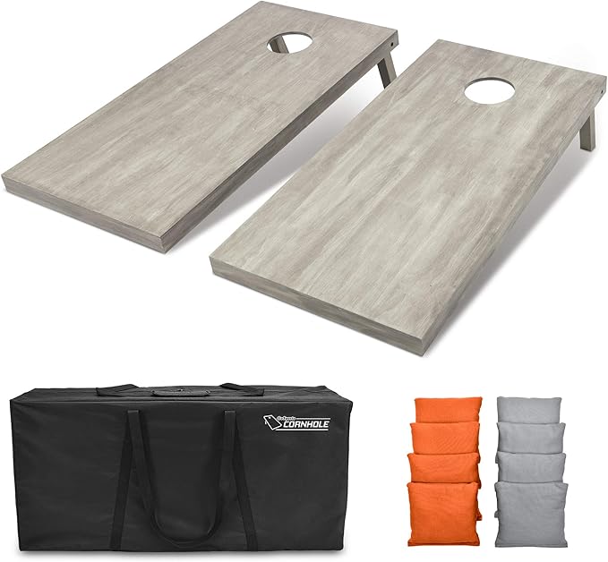 GoSports 4 ft x 2 ft Regulation Size Wooden Cornhole Boards Set - Includes Carrying Case and Bean
