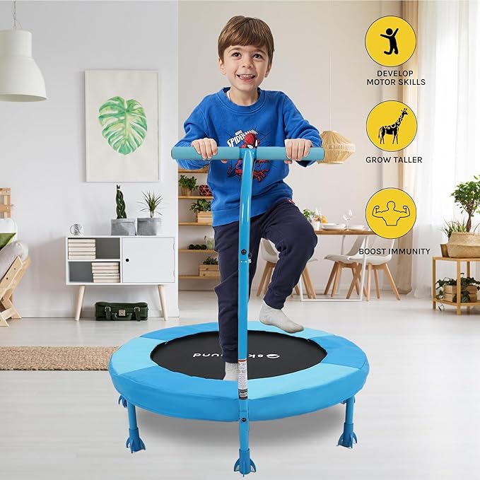 SkyBound 36 Inch Indoor Trampoline for Kids - Kids Trampoline Indoor with Handle - Toddler