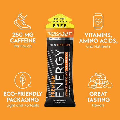 NewTrition® Extra Strength Energy Shots, 250mg Caffeine Energy Shots with Vitamin B & Amino Acids