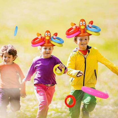 MorTime Thanksgiving 3 Pack Inflatable Turkey Hat Ring Toss Game, Party Game Toss Game Hat for