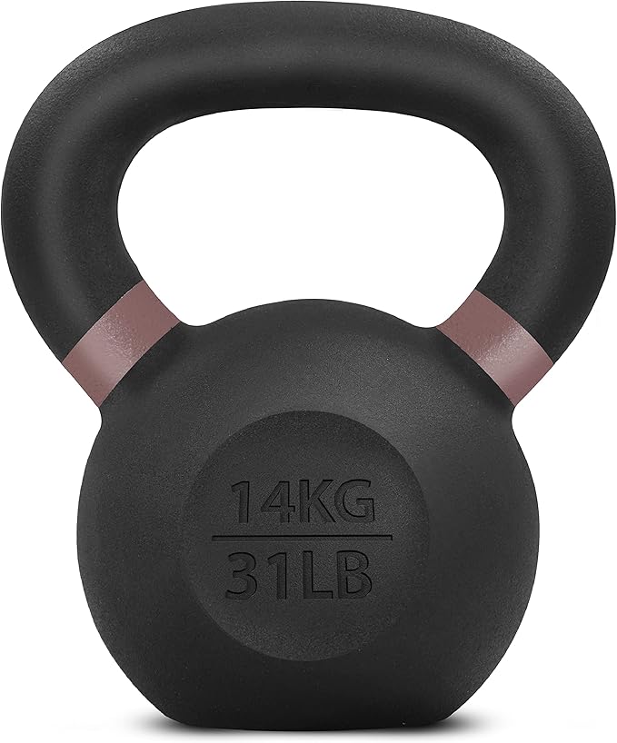 Yes4All Kettlebell, Heavy Duty Powder Coated Cast Iron Kettlebells, Non-Slip Handle & Flat Bottom