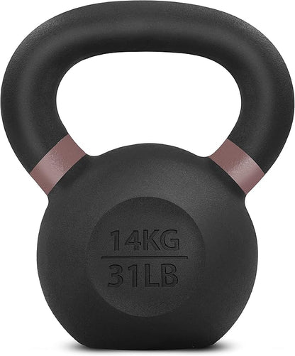 Yes4All Kettlebell, Heavy Duty Powder Coated Cast Iron Kettlebells, Non-Slip Handle & Flat Bottom