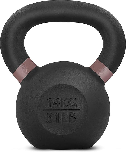 Yes4All Kettlebell, Heavy Duty Powder Coated Cast Iron Kettlebells, Non-Slip Handle & Flat Bottom