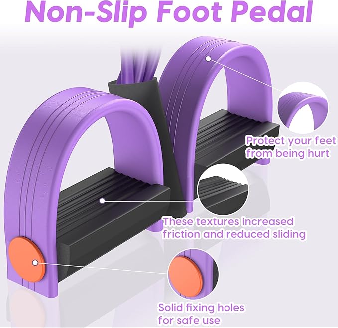 Resistance Bands with Handles, 6-Tubes Elastic Foot Pedal Resistance Bands, Natural Rubber Ankle
