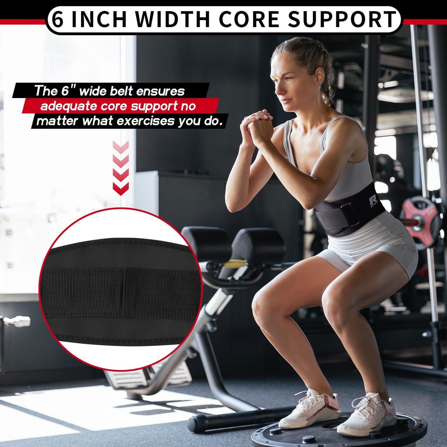 RitFit Weight Lifting Belt 6 Inch for Squats Deadlift Strength Training