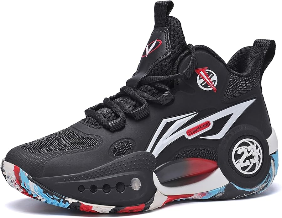 JMFCHI Kids Basketball Shoes High-top Sports Shoes Sneakers Durable Lace-up Non-Slip Running Shoes