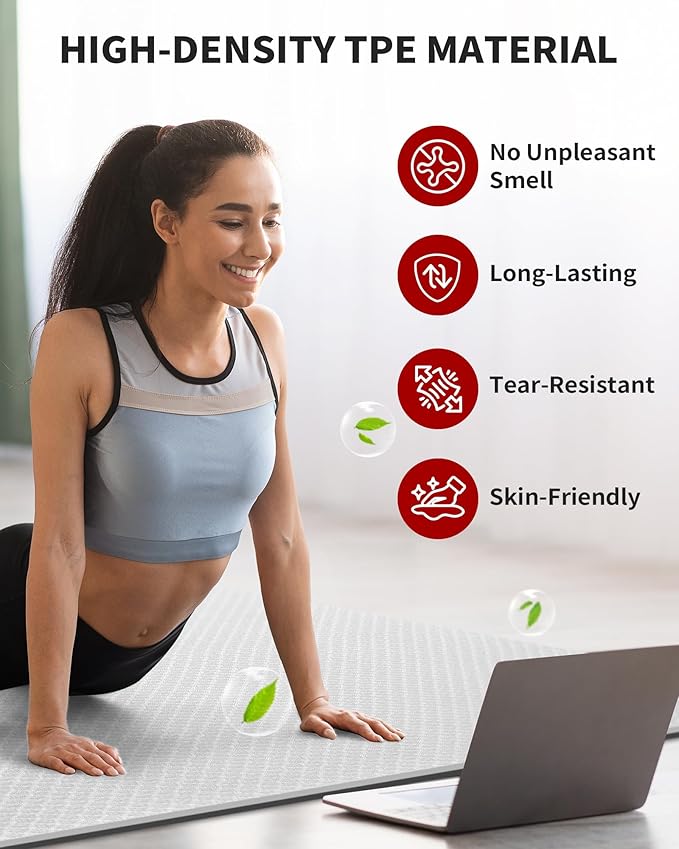 CAMBIVO Large Yoga Mat (6'x 4'), Extra Wide Workout Mat for Men and Women, Yoga Mat Thick 1/3 &1/4
