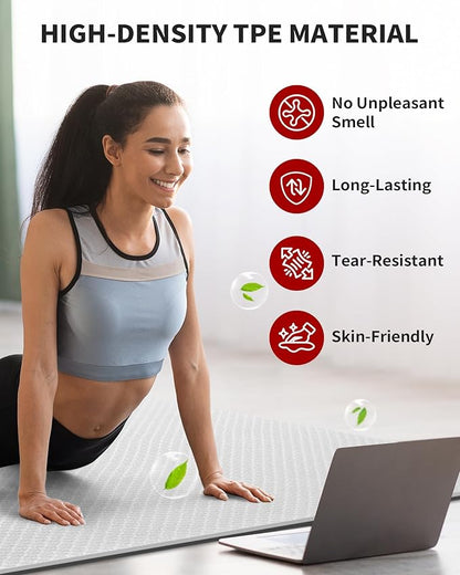 CAMBIVO Large Yoga Mat (6'x 4'), Extra Wide Workout Mat for Men and Women, Yoga Mat Thick 1/3 &1/4