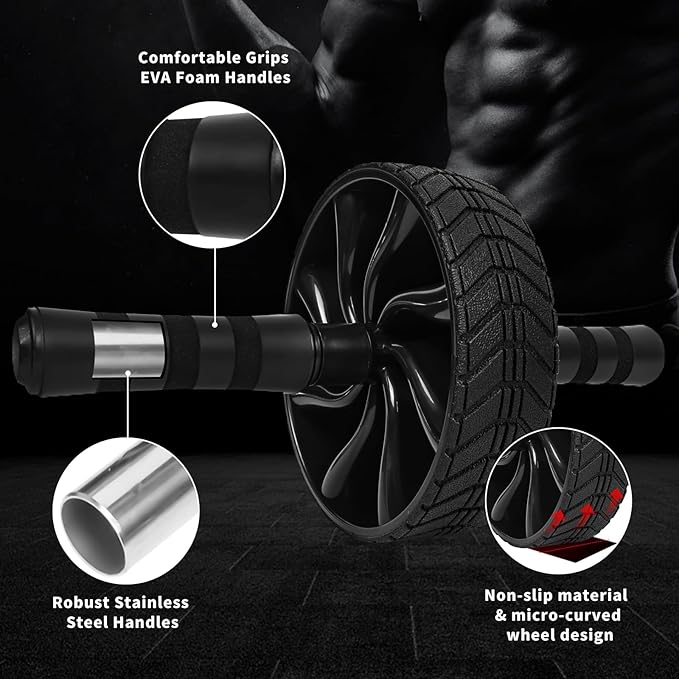 Ab Roller Wheel - AGREJO Ab Workout Equipment for Abdominal & Core Strength Training, Home Gym