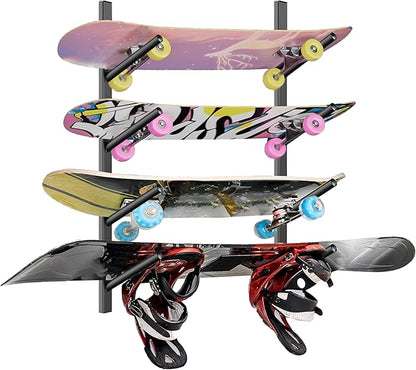Skateboard Rack Wall Mount ??Skateboard Wall Hanger, Snowboard Display Wall Mount, Ski Holder |