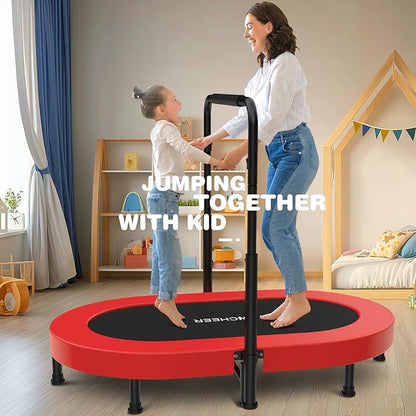 ANCHEER 56'' Foldable Mini Trampoline with Adjustable Handle - Indoor/Outdoor Rebounder for Kids &