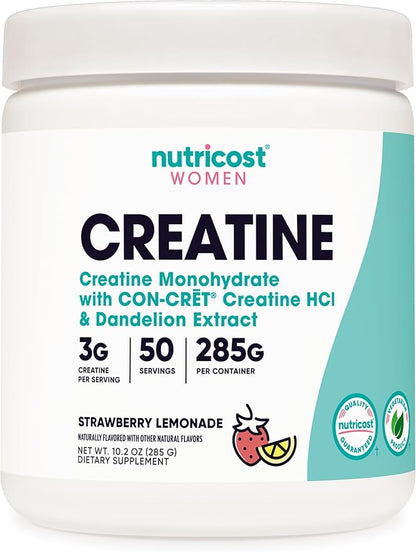 Nutricost Creatine Monohydrate Powder for Women, Micronized, Strawberry Lemonade, 50 Servings