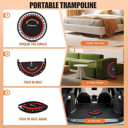 ANCHEER 40"/48" Foldable Rebounder Trampoline for Adults/Kids with Resistance Bands and Bungees